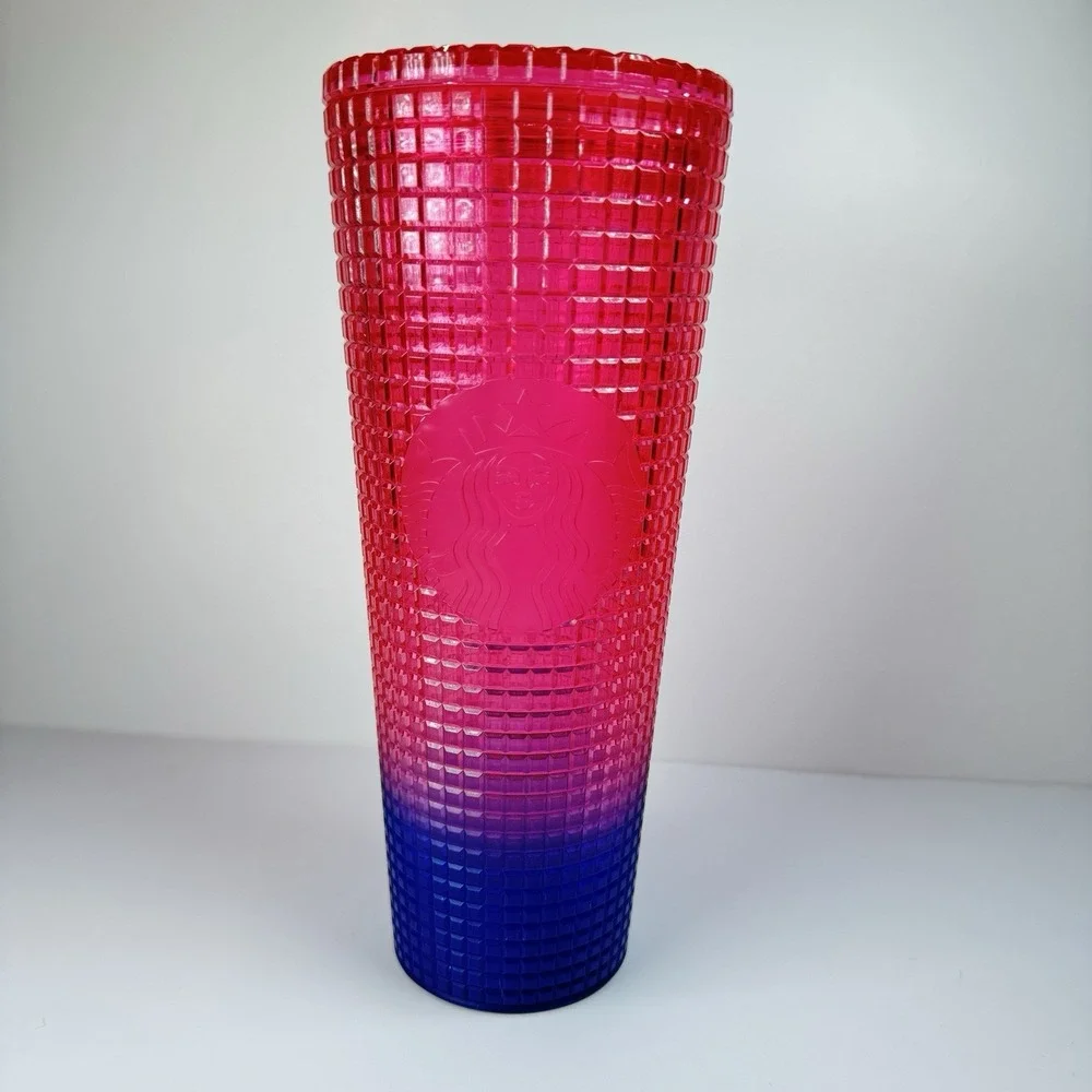 Starbucks 2022‎ Watermelon Grid Red Blue Gradient Studded Tumbler 24oz New